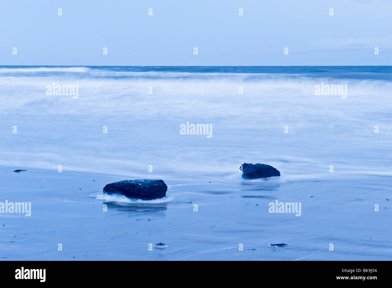 Langzeitbelichtung Schuss am Strand von RSPB Titchwell Marsh, Norfolk. Stockfoto