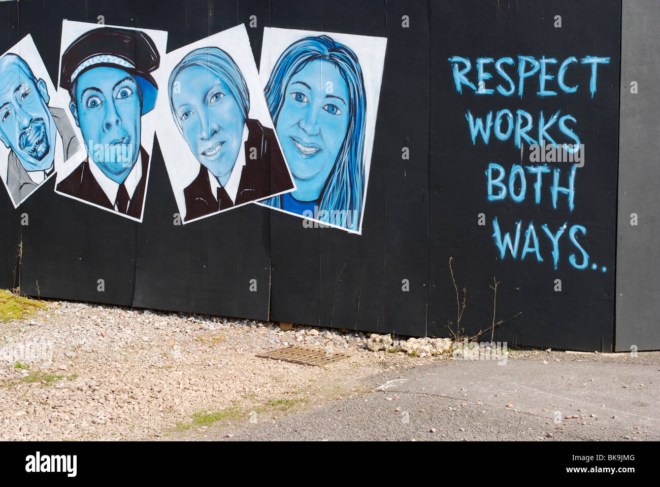 Community Policing Wandbild Kunstwerk-Initiative in Tiverton, Devon. Stockfoto