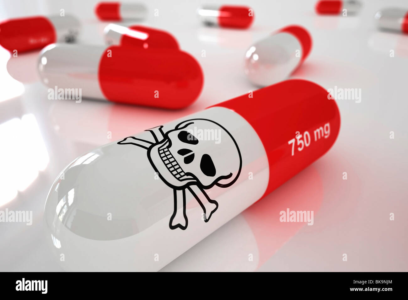 Tödliche Medikamente, Konzept zur Überdosierung oder Missbrauch von Drogen Stockfoto