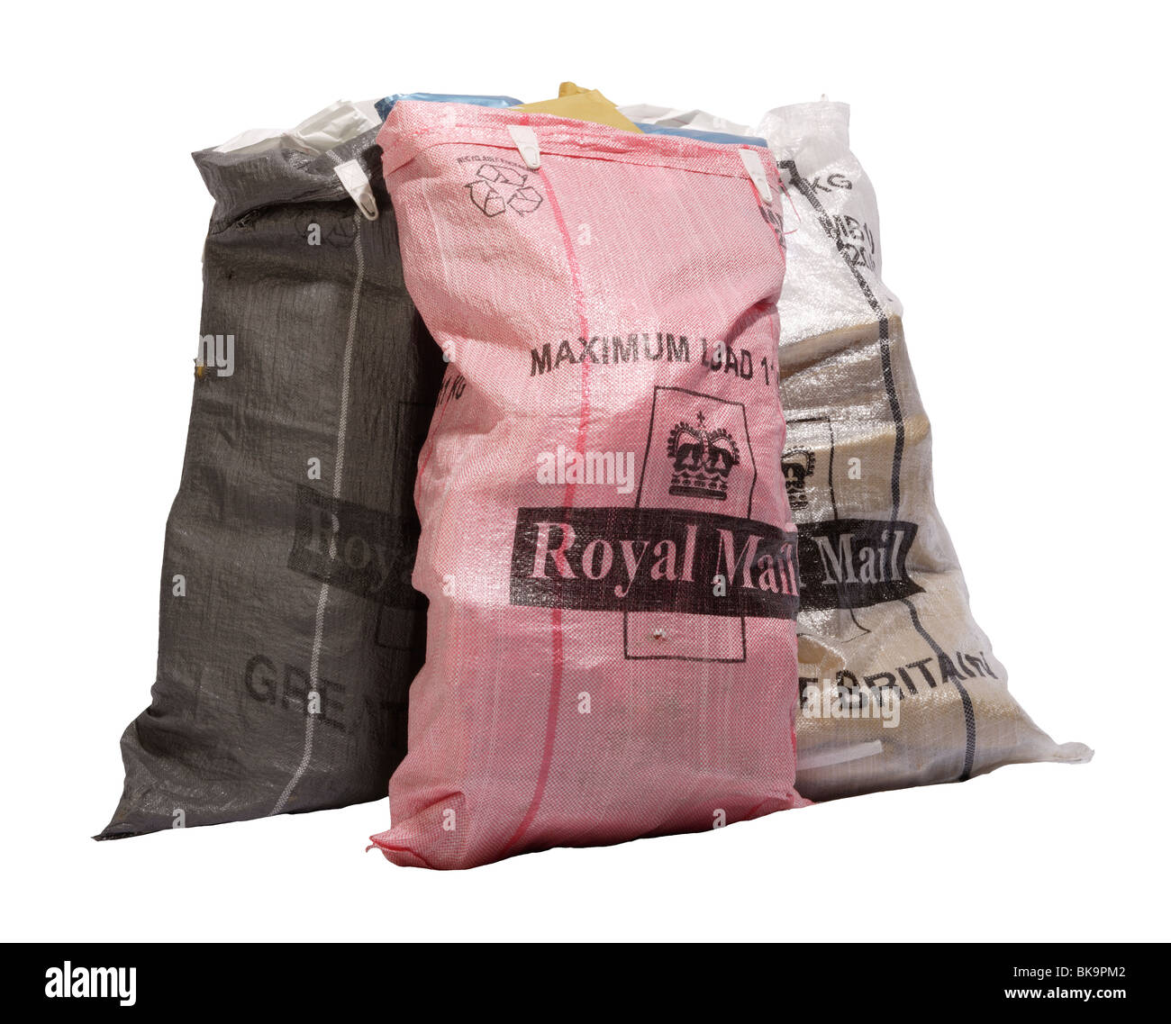 Post oder Mail Beutel gefüllt mit Päckchen / Pakete für die Lieferung Stockfoto