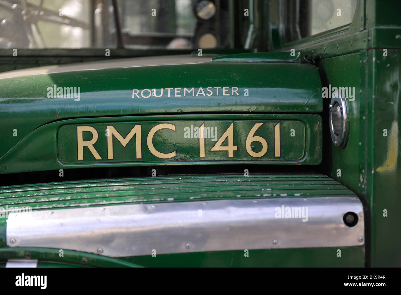 Motorhaube-Detail der RMC 1461 Greenline Routemaster Stockfoto