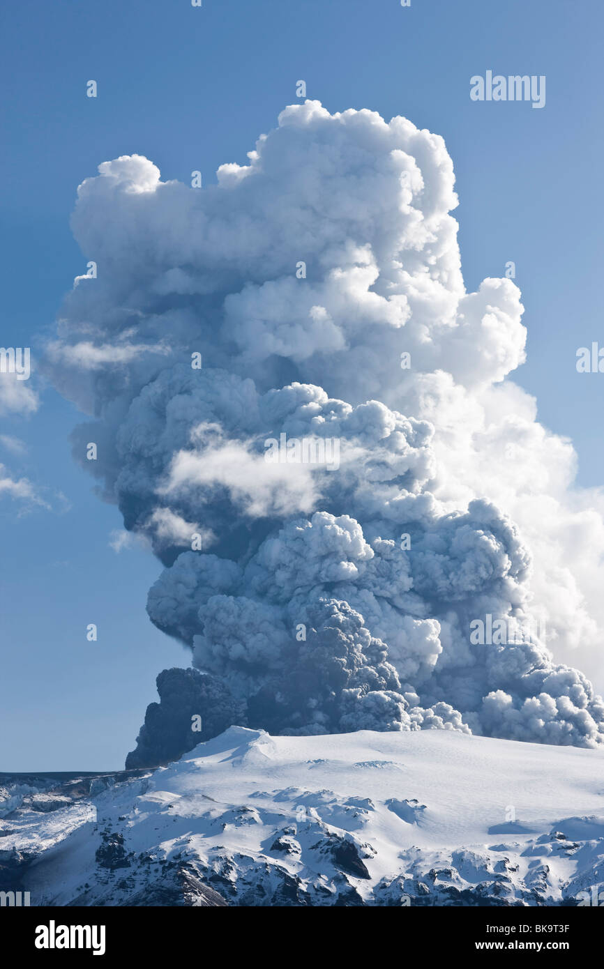 Vulkanische Eruption in Eyjafjallajökull, Island Stockfoto