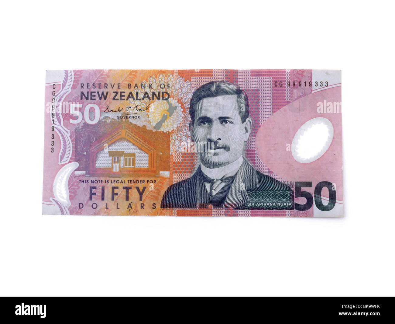 New Zealand Banknote Sir Apirana Ngata auf Vorderseite der 50-Dollar-Note Stockfoto