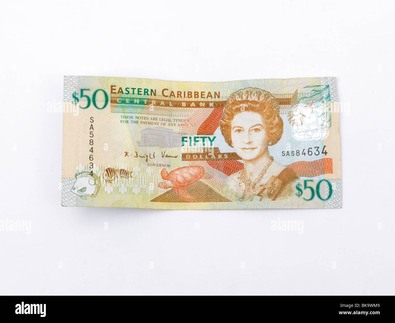 Östliche Karibik Banknote 50 Dollar Stockfoto