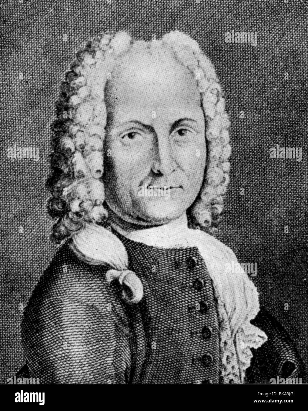 Marcello, Benedetto, 24.7.1686 - 24.7.1739, italienischer Musiker (Komponist), Porträt, nach zeitgenössischer Illustration, Stockfoto