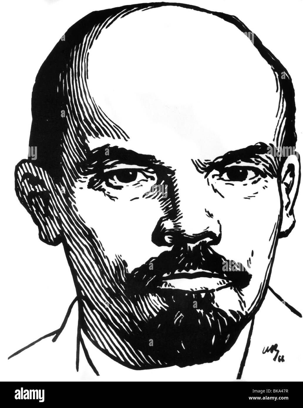 Lenin (Wladimir Iljich Uljanow), 22.4.1870 - 21.1.1924, russischer Politiker, Porträt, Holzschnitt, 1966, unbekannter Künstler, Stockfoto