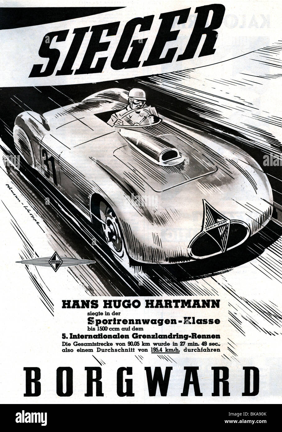 Werbung, Auto, Bordward, Werbung im Magazin "der Stern", Hamburg, 5 Band, Nummer 40, 5.10.1952, Stockfoto