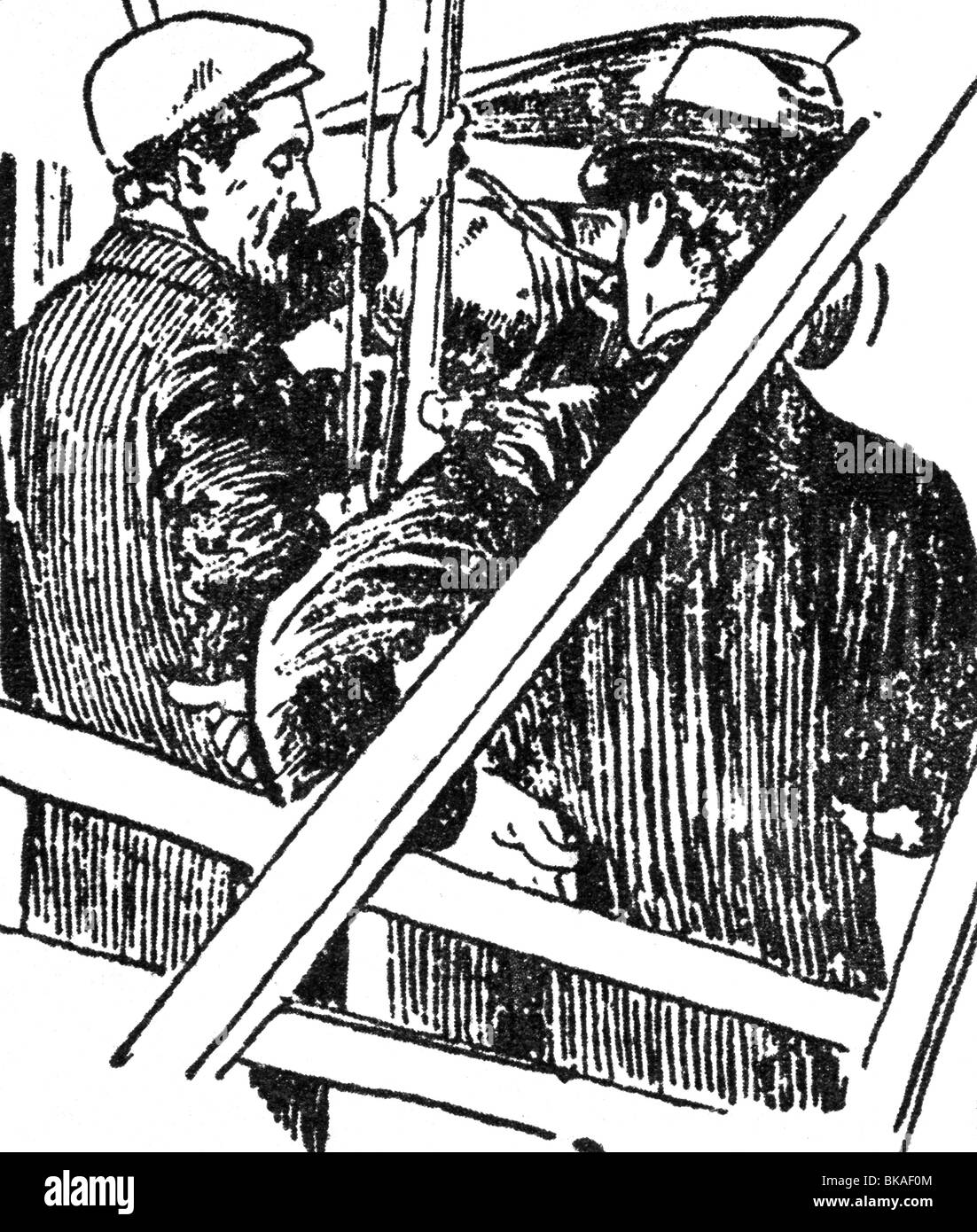 Wright, Orville, 19.8.1871 - 30.1.1948, amerikanischer Luftfahrtpionier, der sein Flugzeug vorbereitet hat, Tempelhof, Berlin, September 1909, zeitgenössische Zeichnung, Stockfoto