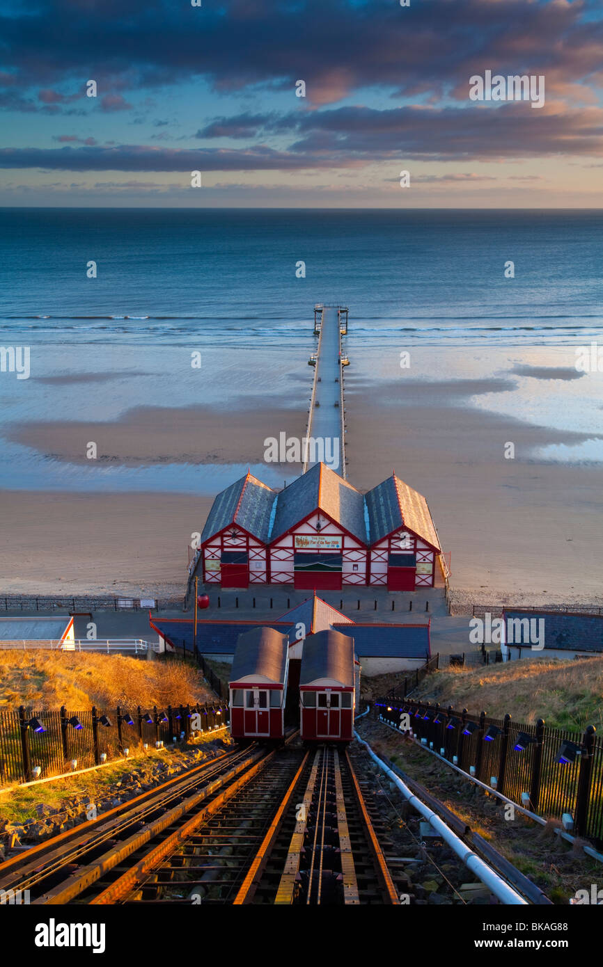 England, Cleveland, Saltburn-by-the-Sea. Blick von der Spitze der Standseilbahn Stockfoto