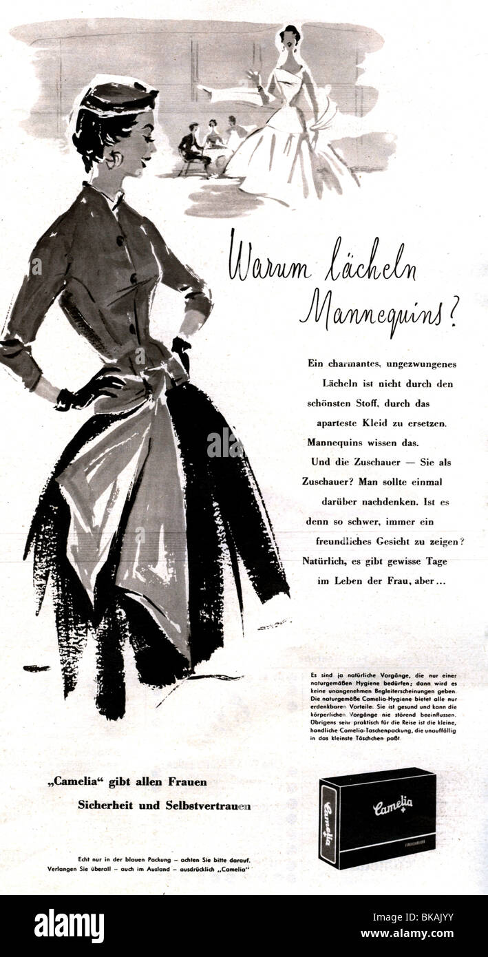 Werbung, Kosmetik, Camelia, Werbung in der Zeitschrift "Revue", München, Nummer 41, 8.10.1955, Stockfoto