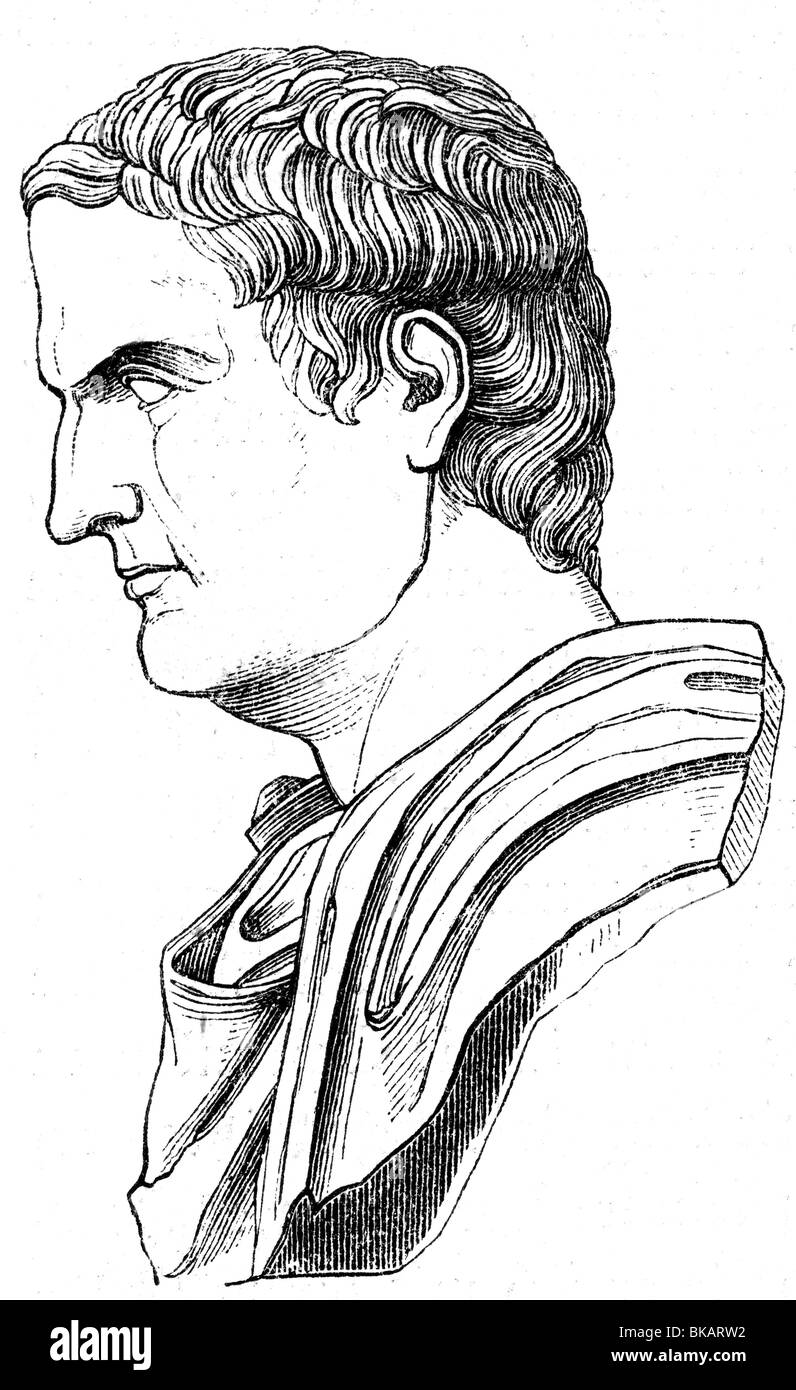 Anthony, Mark, 14.1.83 - 1.8.30 v. Chr., römischer Politiker, Generalkonsul 44 und 34, Triumvir 43 - 30, Porträt, Seitengesicht, Holzgravur von Charlotte Mary Yonge, 1880, Stockfoto
