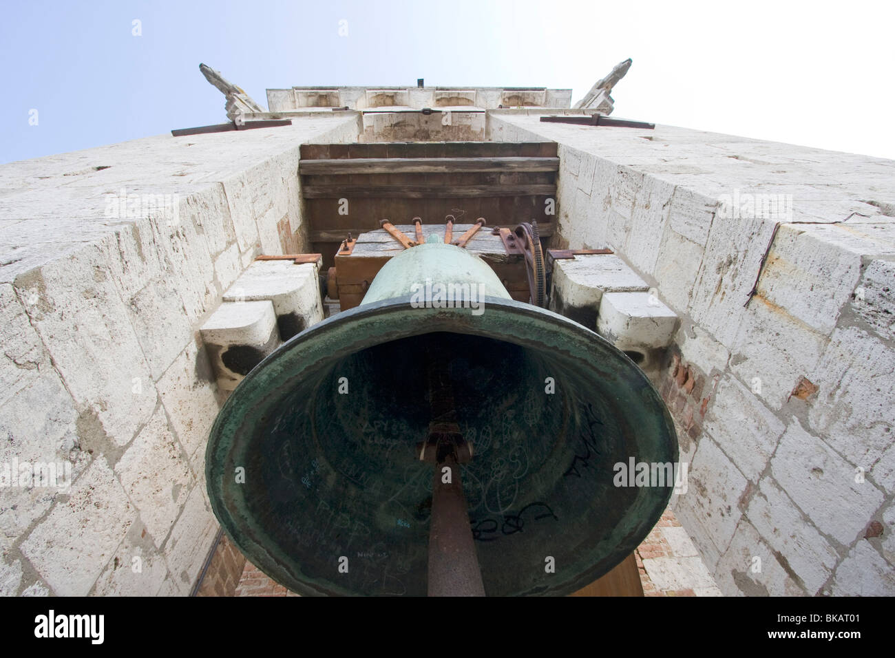 Glocke des Turms del Mangia in Siena, Italien Stockfoto