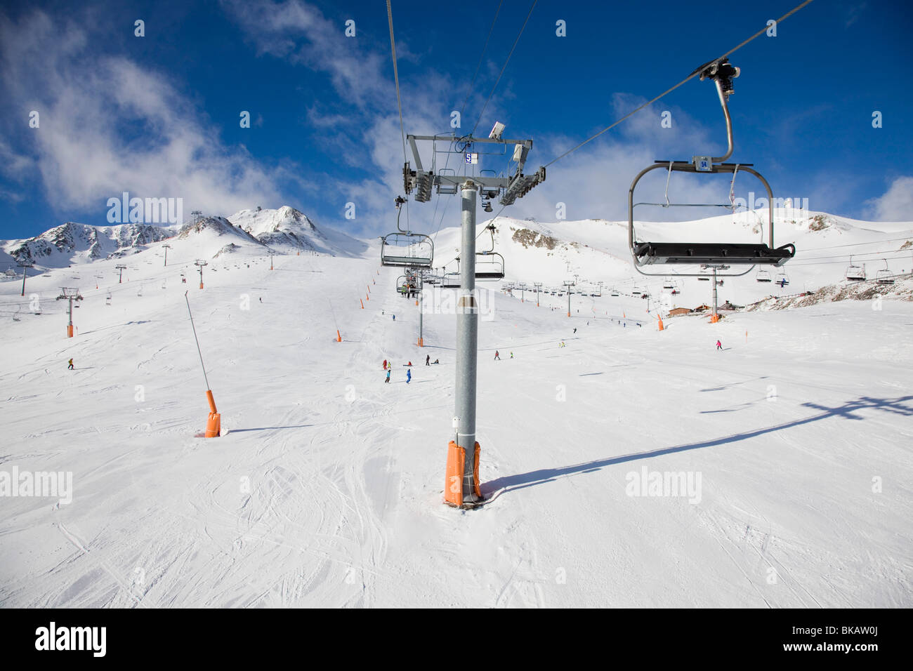 Sessellift Blick an der Spitze der Pas De La Casa, Andorra, Europa Stockfoto