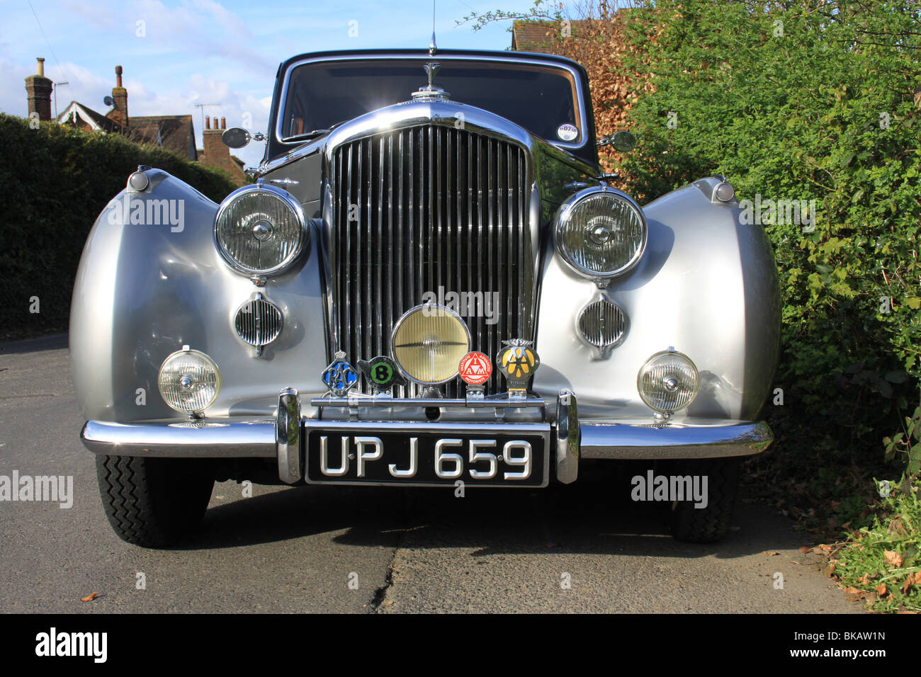 Oldtimer Bentley auf Hochglanz poliert Chrom Stockfoto