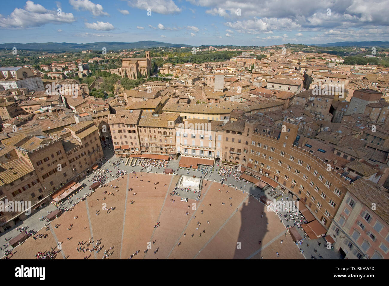 Piazza del Campo mit Schatten, Siena, Italien Stockfoto