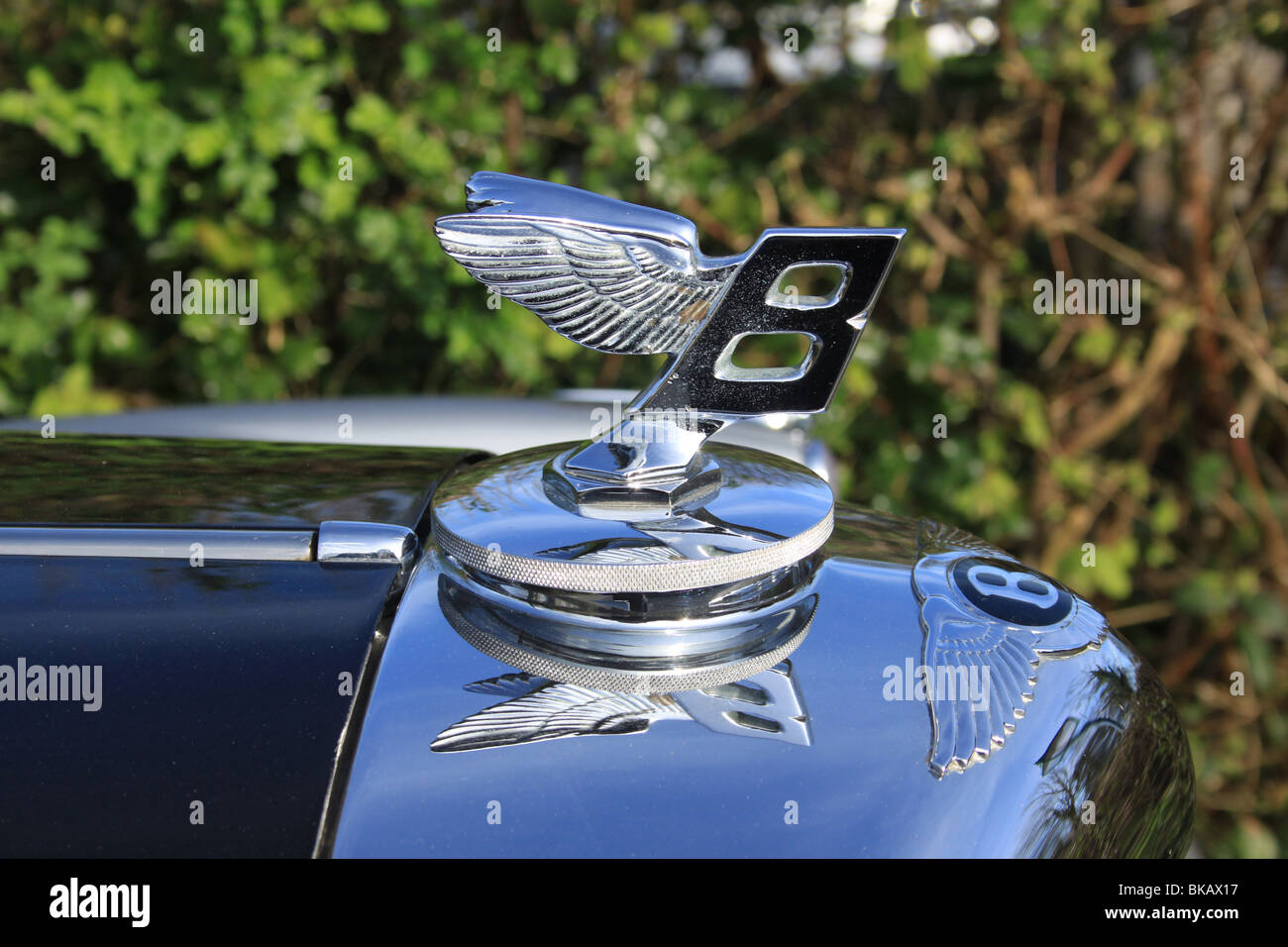 Oldtimer Bentley auf Hochglanz poliert Chrom Stockfoto