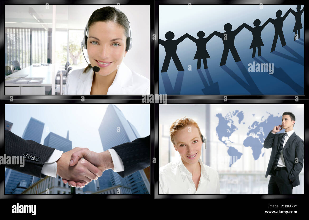 Futuristischen TV-video-News digital Bildwand mit Business-Konzepte Stockfoto