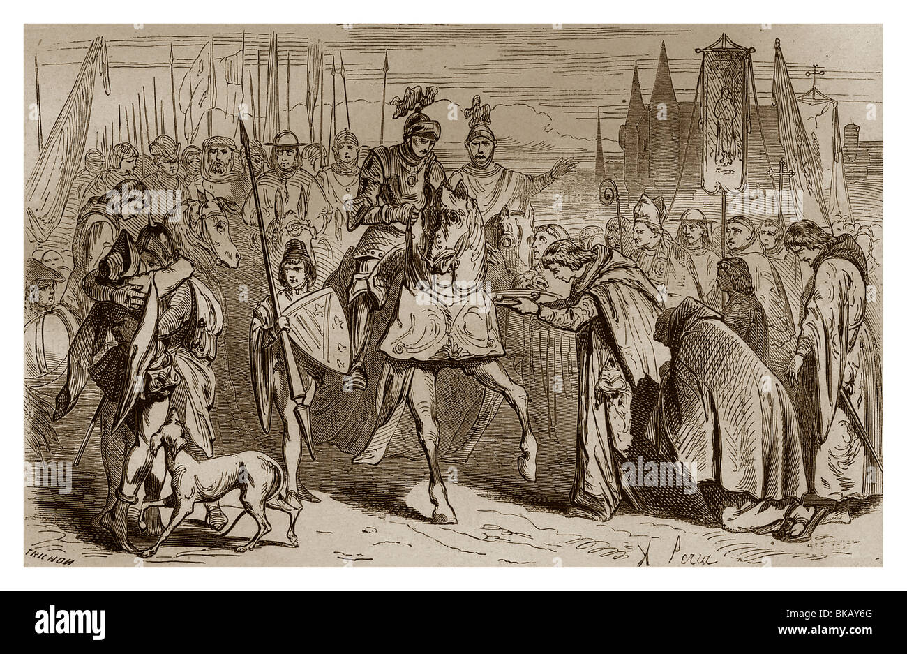 Am 23. Juni 1451, während des Hundertjährigen Krieges, Eingang der Franzosen in Bordeaux, die zurück die Stadt von den Engländern nahm. Stockfoto