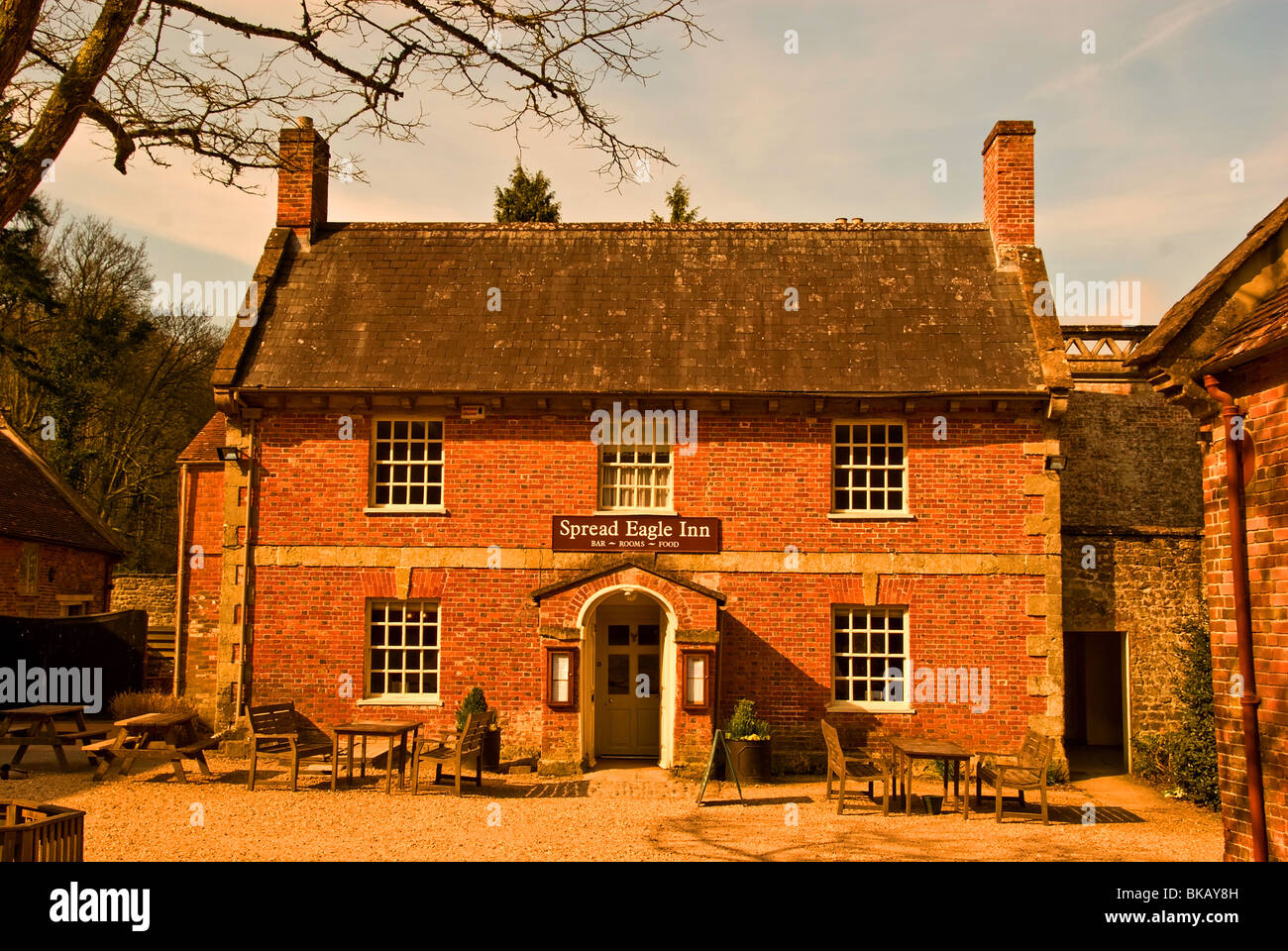 Spread Eagle Pub in Stourhead Stockfoto