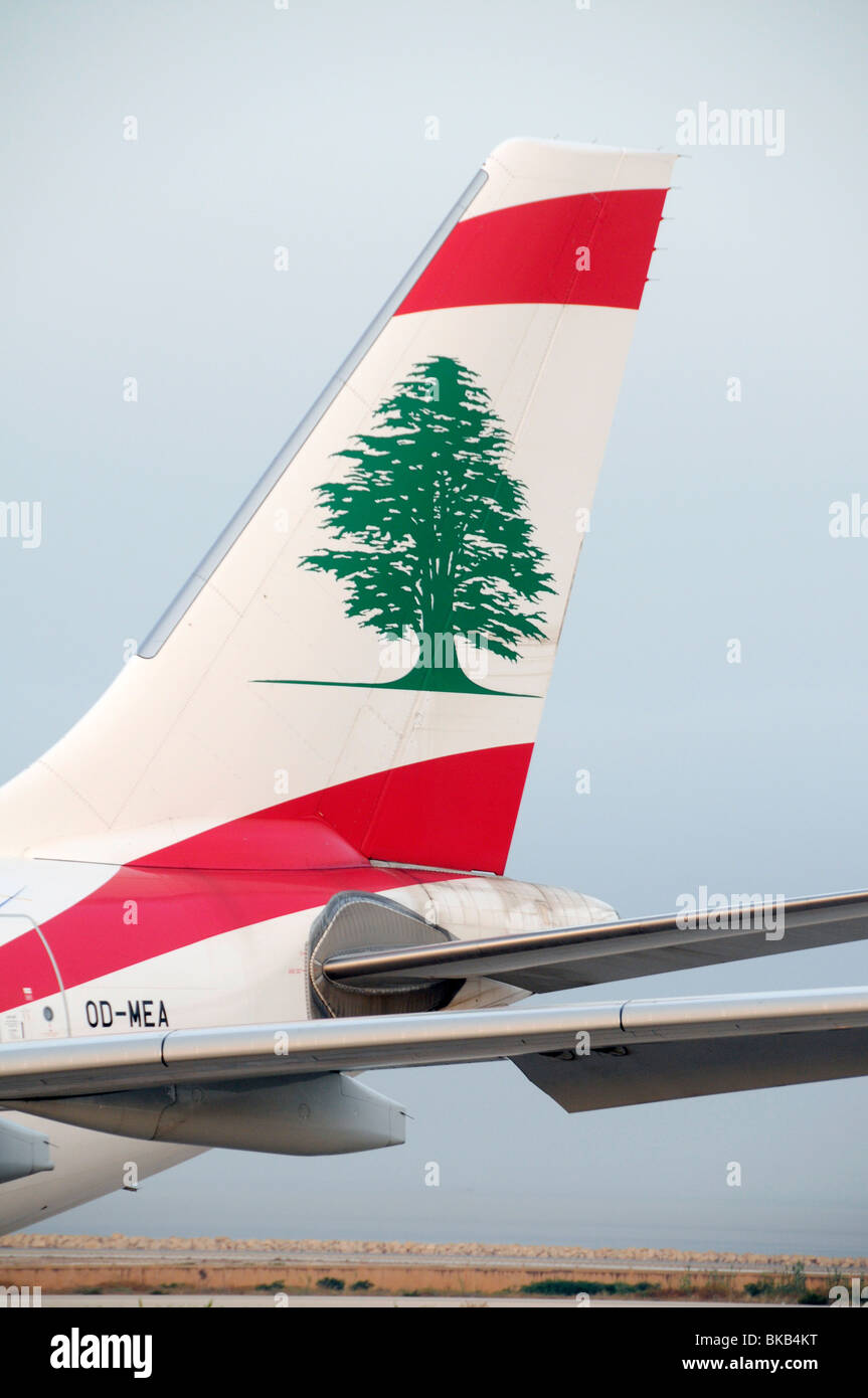 LIBANON MEA MIDDLE EASTERN AIRLINES FLUGZEUG LANDETE AM FLUGHAFEN BEIRUT Stockfoto