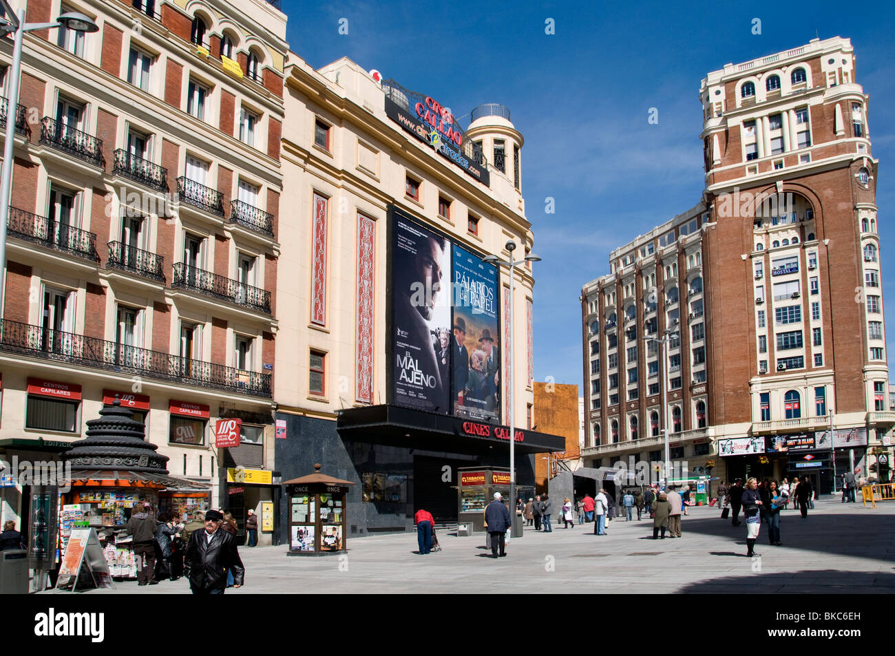 Madrid Grand Via Plaza de Santa Domingo Film Kino Stockfoto