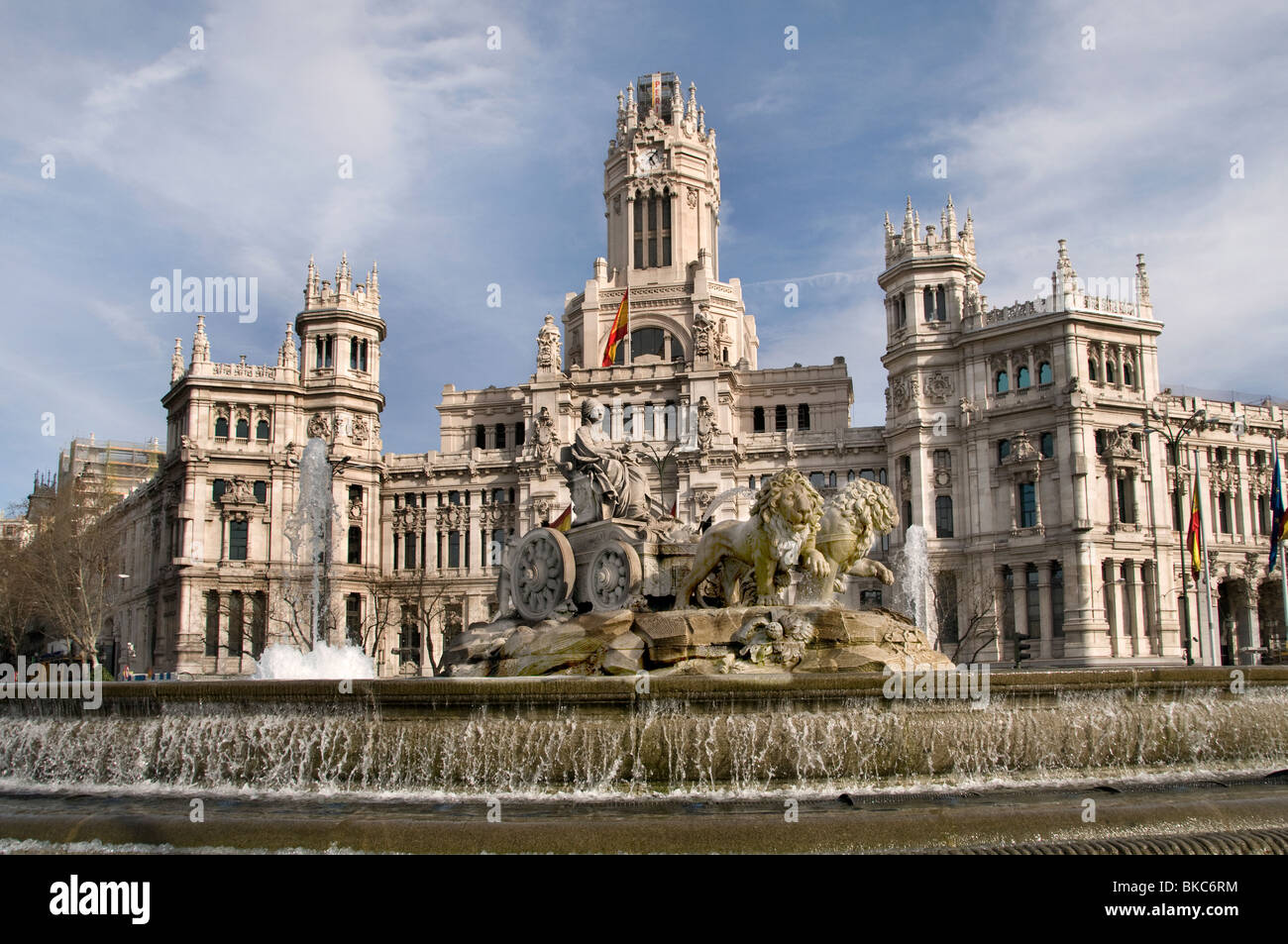 Madrid Spanien Plaza de Cibeles Brunnen Cibele römische Göttin der Natur Stockfoto