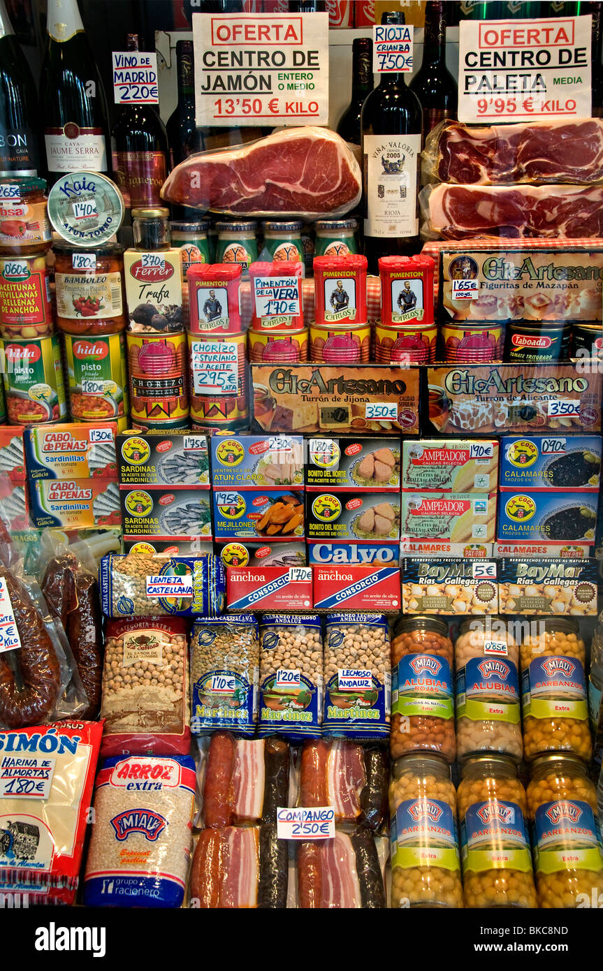 Plaza Mayor Madrid Spanien spanische Lebensmittel Lebensmittelhändler Stockfoto