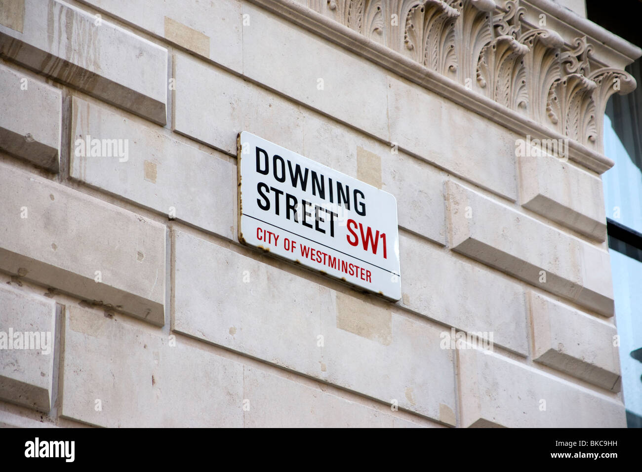 Straßenschild Downing Street, London, UK Stockfoto