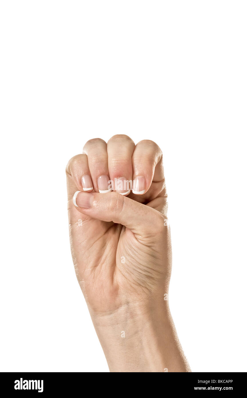 Weibliche Hände Rechtschreibung der ASL Fingeralphabet Stockfoto