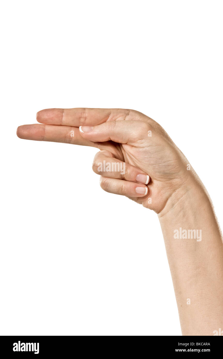 Weibliche Hände Rechtschreibung der ASL Fingeralphabet Stockfoto