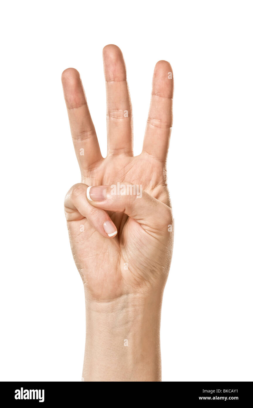 Weibliche Hände Rechtschreibung der ASL Fingeralphabet Stockfoto