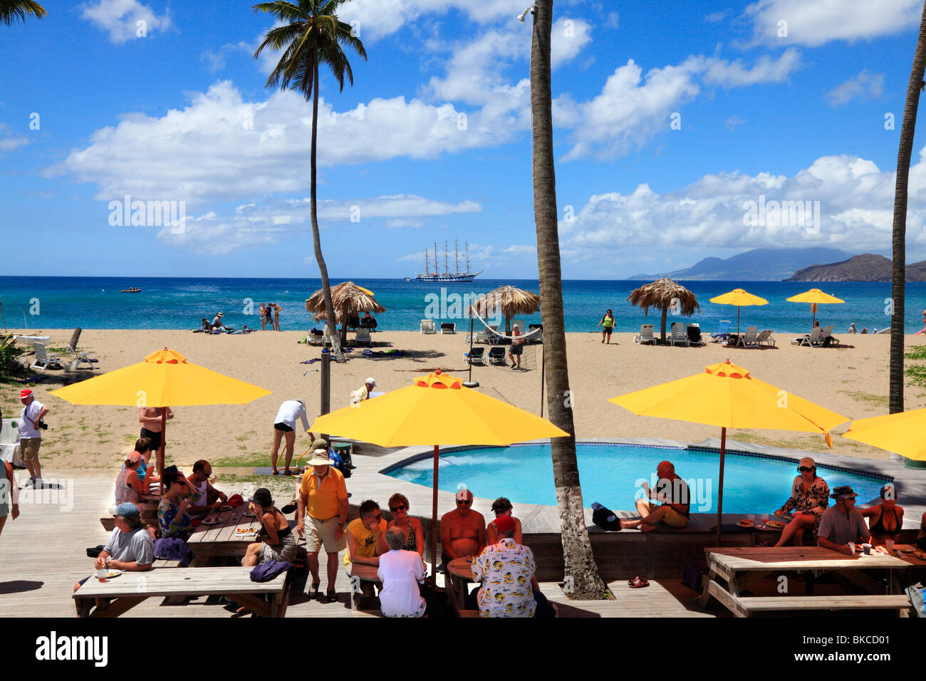 "Coconut Grove" Restaurant in Nevis Karibik Stockfoto
