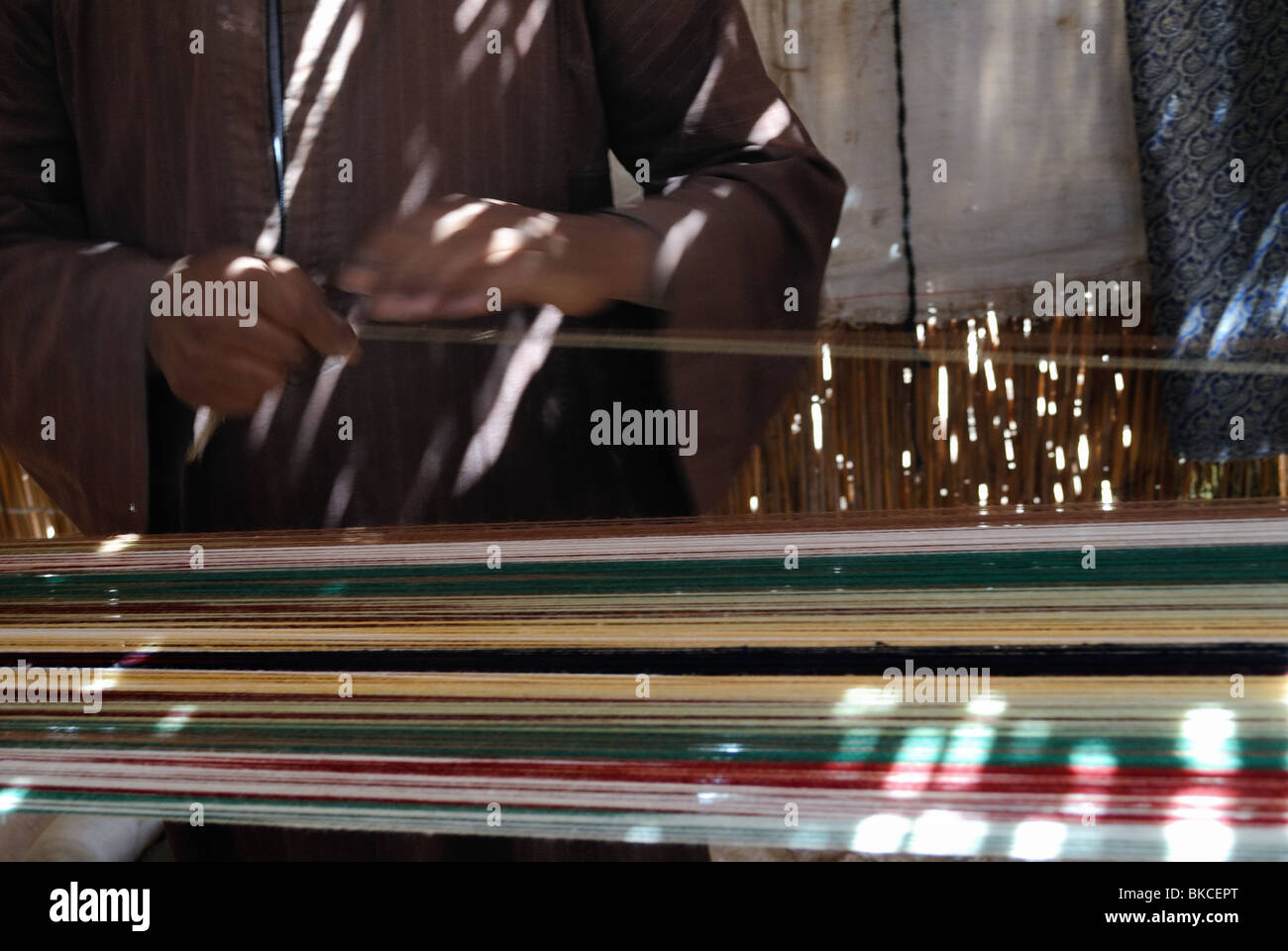 Beduinen Zelt weben Stockfoto