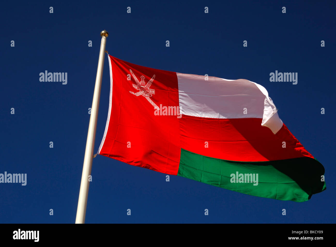 Nationalflagge des Sultanats von Oman Stockfoto