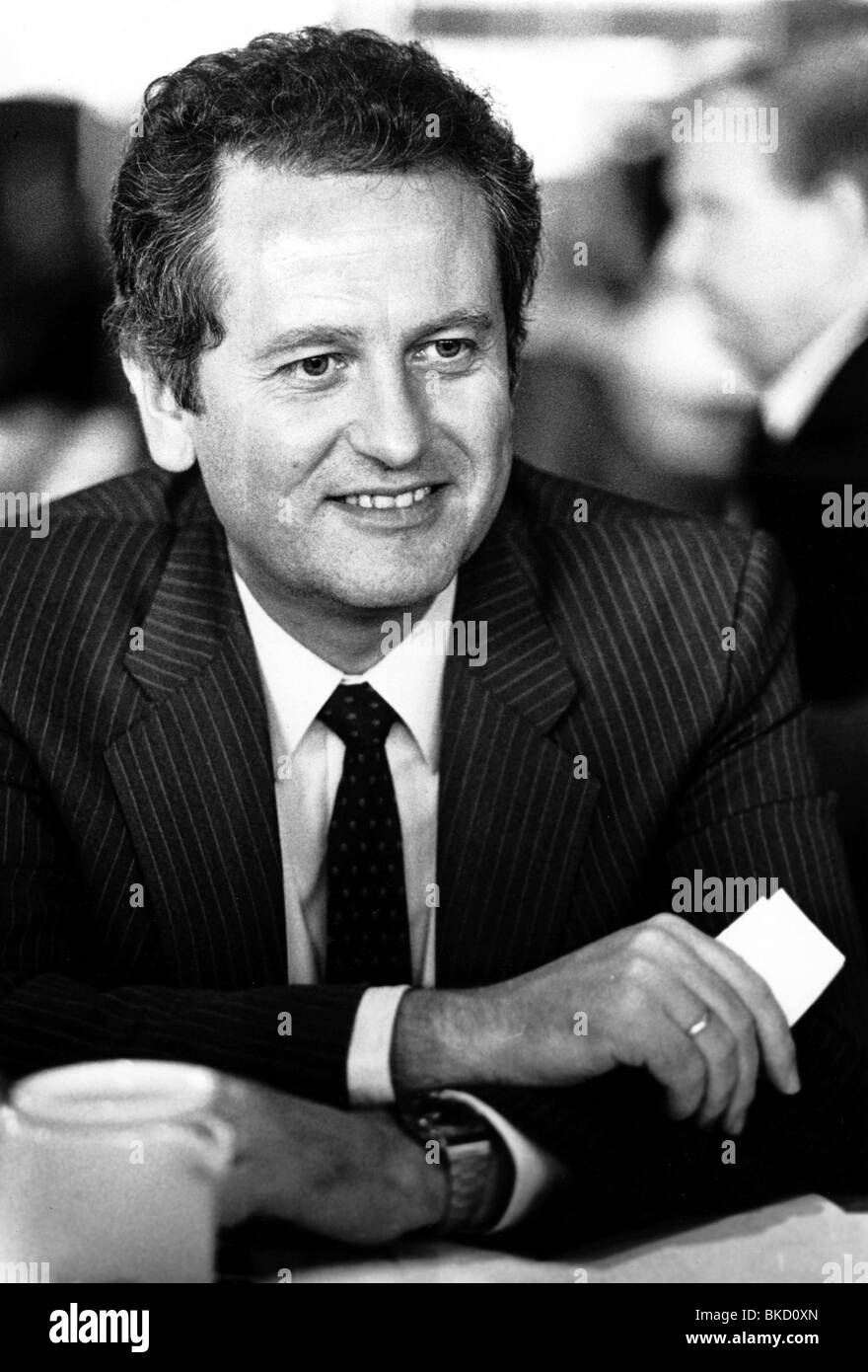 Barschel, Uwe, 13.5.1944 - 11.10.1987, deutscher Politiker (CDU), Ministerpräsident Schleswig-Holsteins, halb so lange, auf der Schleswig-Holsteinischen Landesparteitag Eckernfoerde, 8.- 9.11.1985, Stockfoto