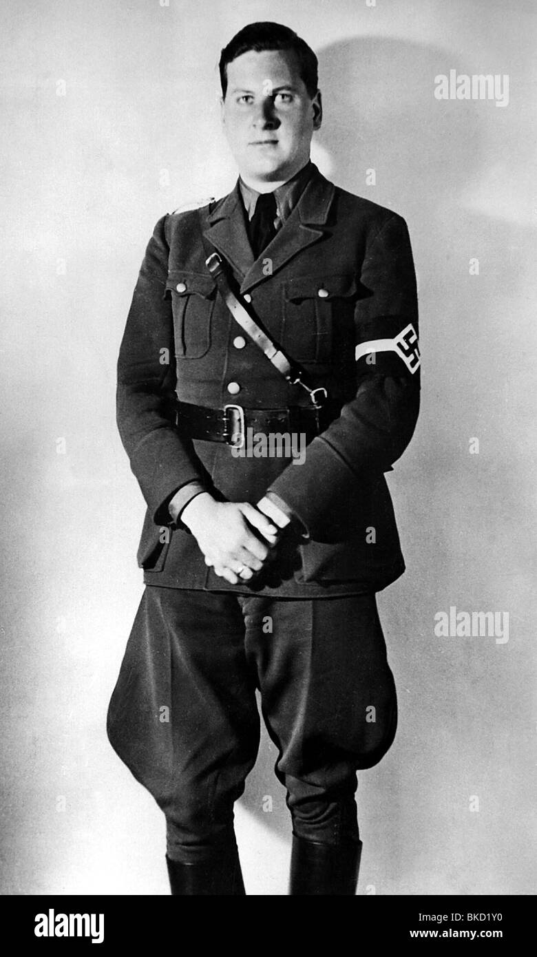 Schirach, Baldur von, 9.5.1907 - 8.8.1974, deutscher Politiker (NSDAP), Reichs-Jugendführer 1933 - 1940, halbe Uniformlänge, 1934, Stockfoto