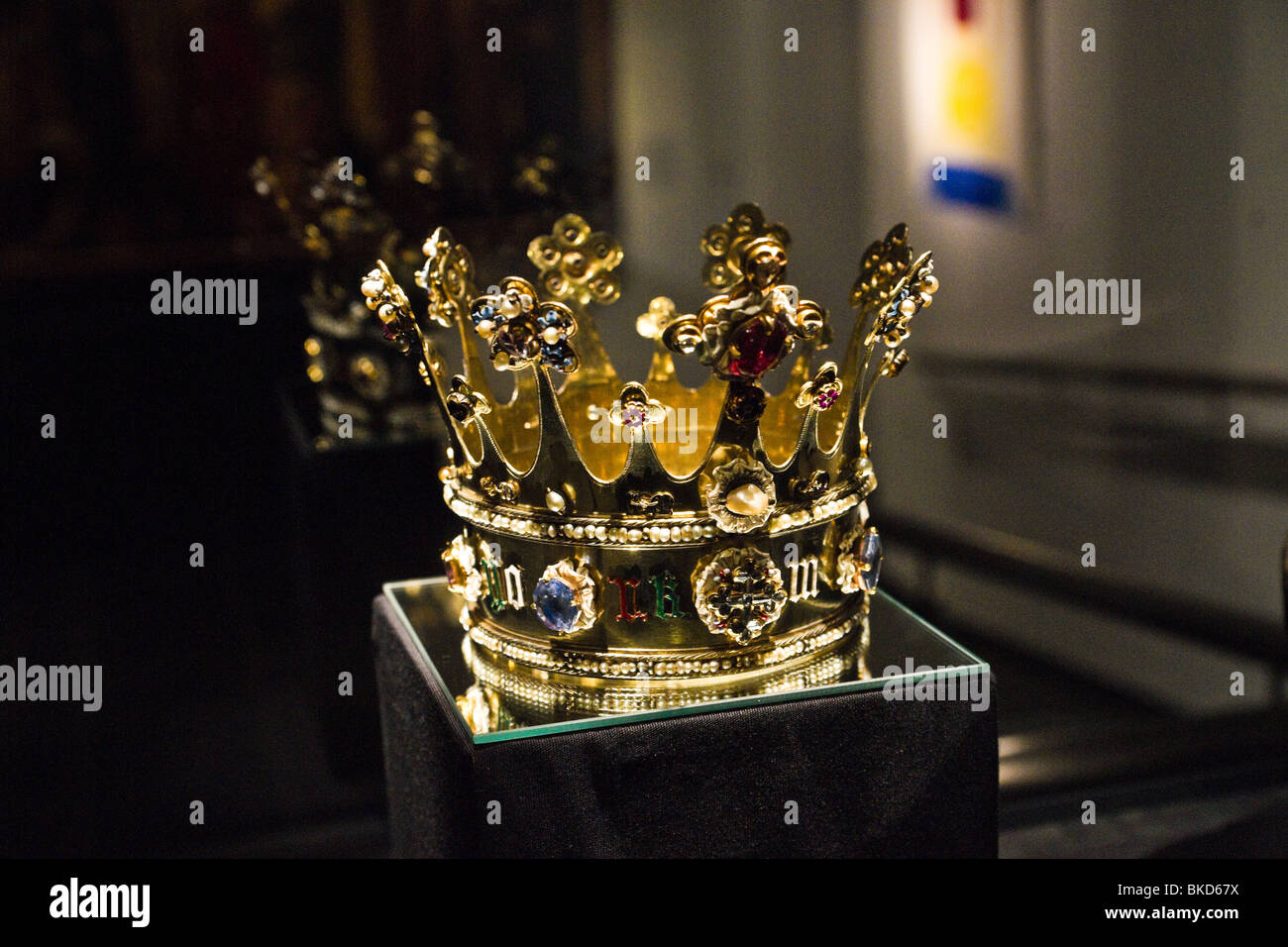 Krone der Margarete von York in der Schatzkammer des Aachener Doms Stockfoto