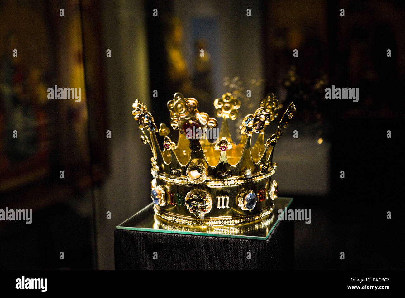 Krone der Margarete von York in der Schatzkammer des Aachener Doms Stockfoto
