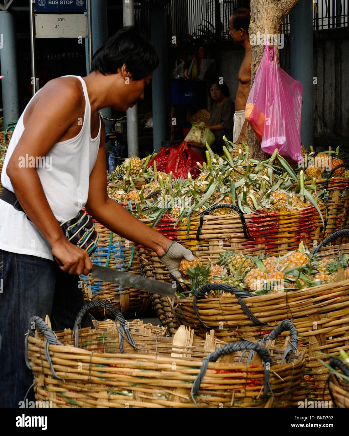 frische Ananas von Rayong zum Verkauf an Bo Bae Markt (Bobae), Bangkok, thailand Stockfoto