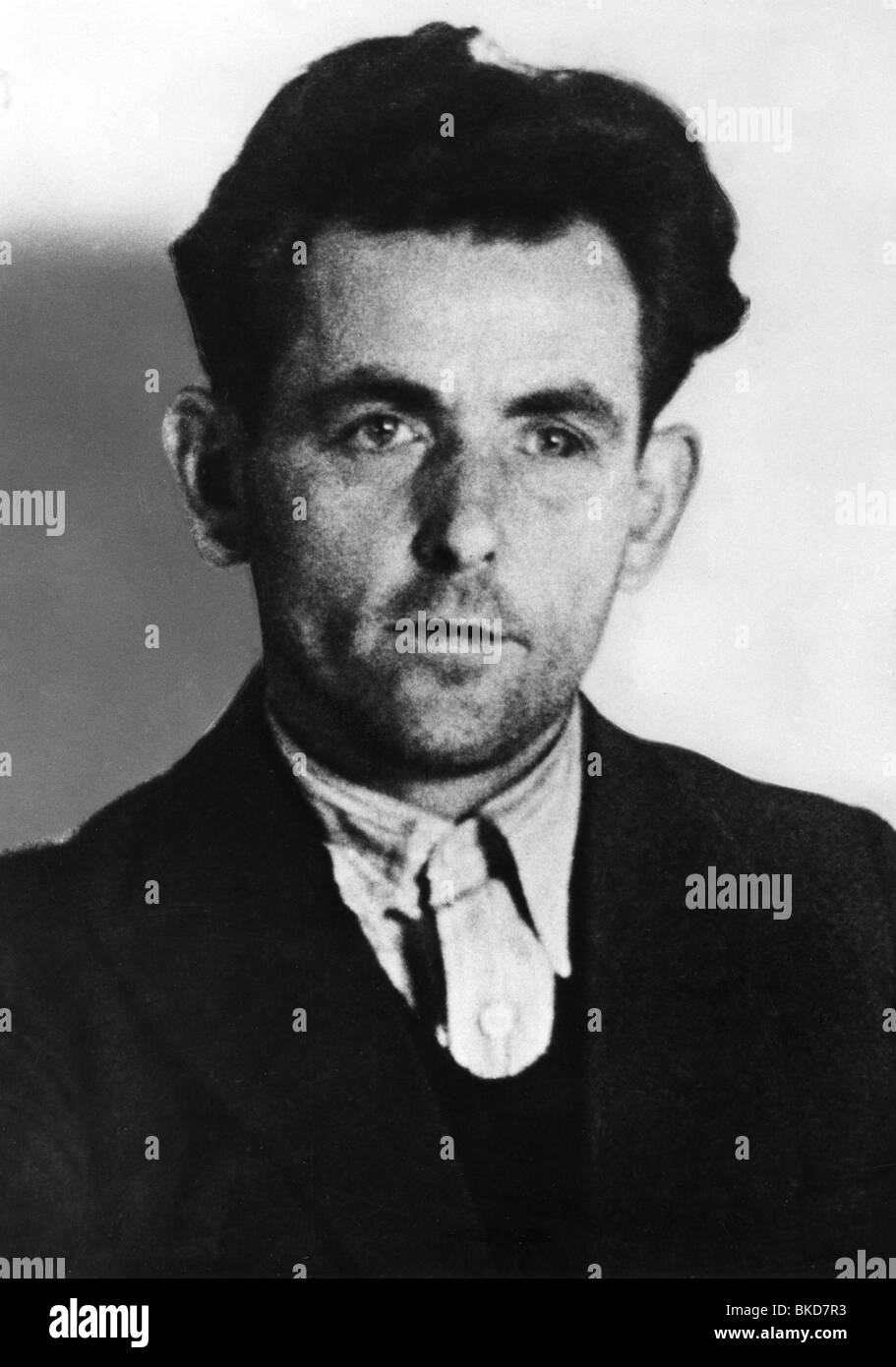Elser, Georg, 4.1.1903 - 9.4.1945, deutscher Gegner des Nationalsozialismus, versuchte Hitler am 8.11.1939 in München zu ermorden, Porträt, Stockfoto