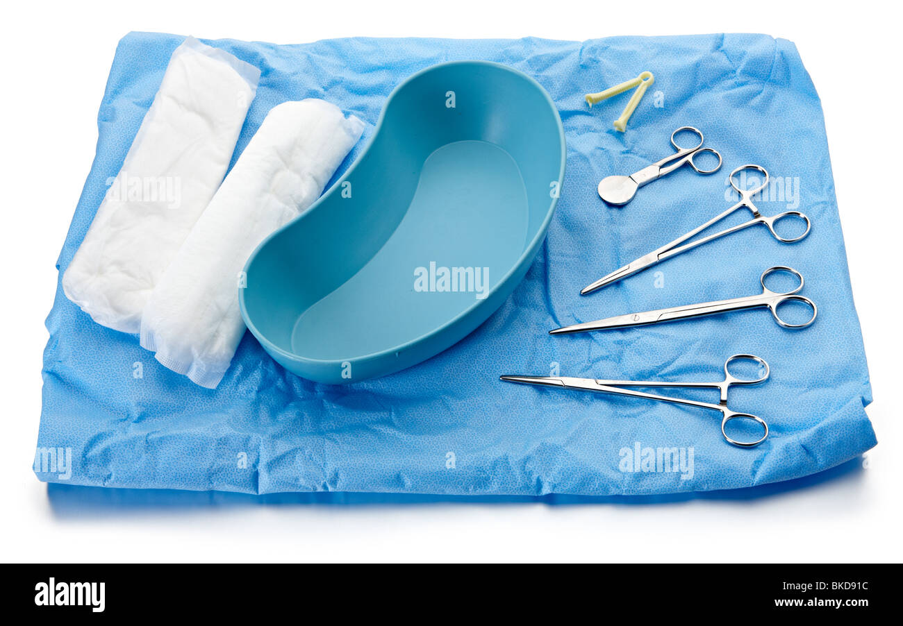 Krankenhaus Kind Geburt Ausrüstung Lieferpaket Stockfoto