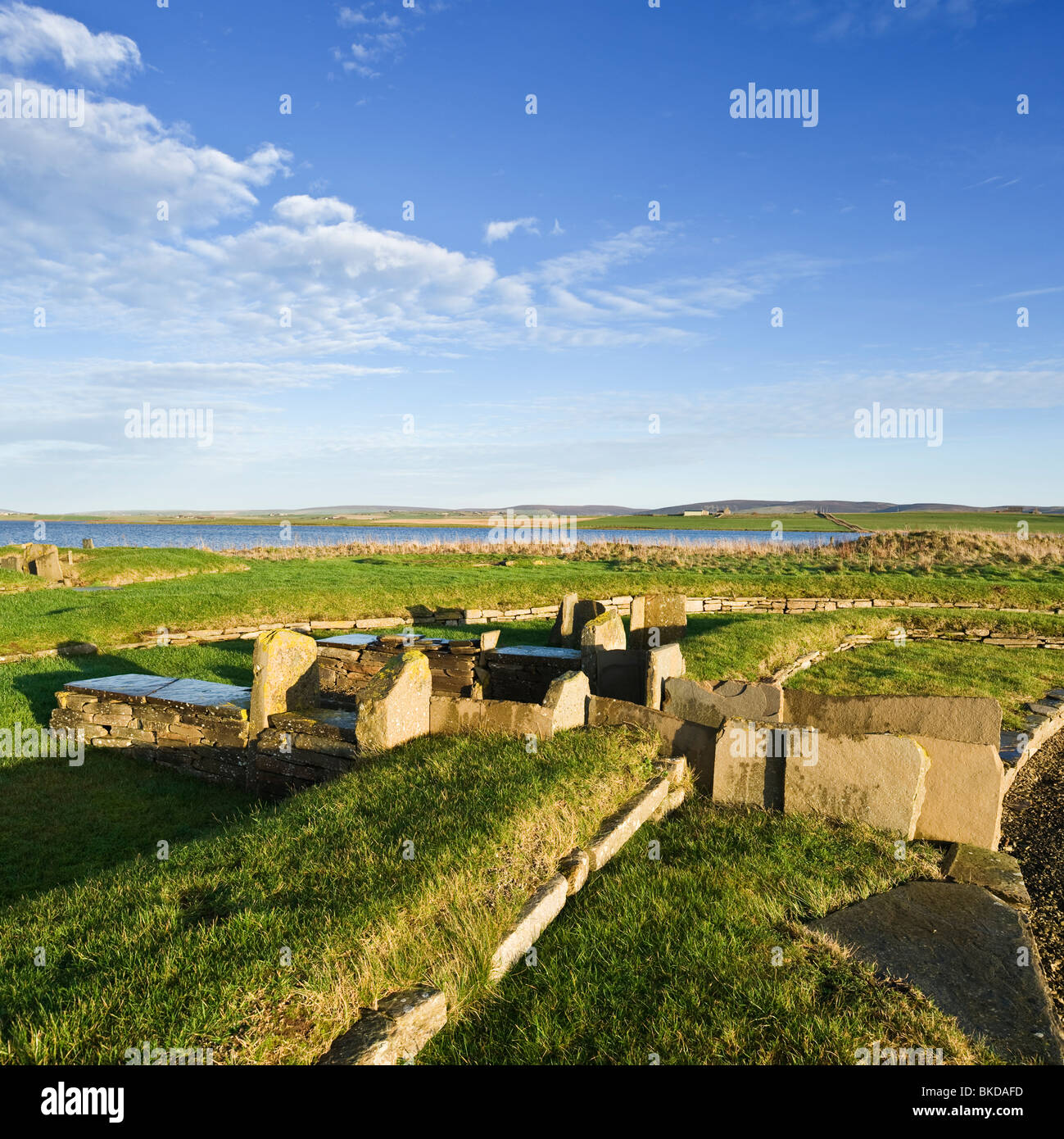 Barnhouse Siedlung neolithischen Dorf, Loch Harray, Orkney, Schottland Stockfoto