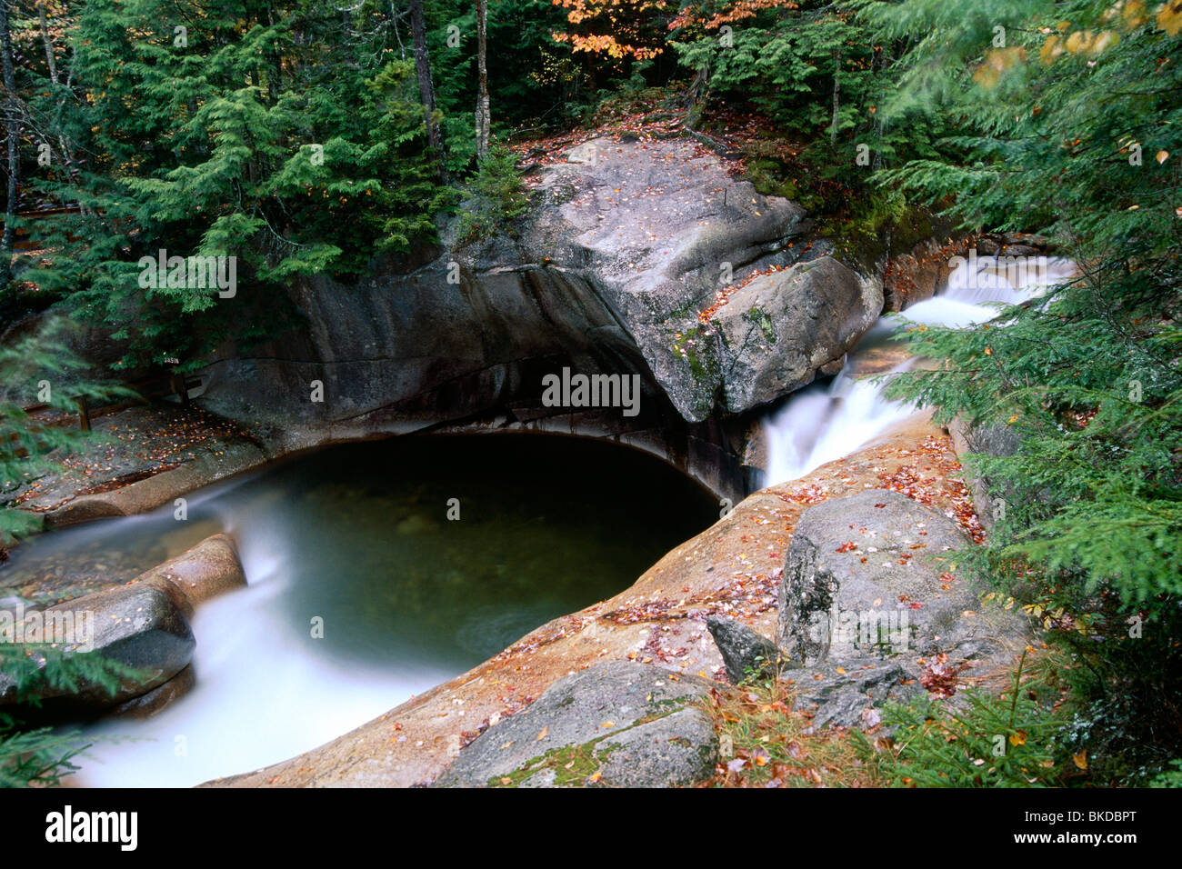 High Angle View des Beckens, Franconia Notch, New Hampshire Stockfoto