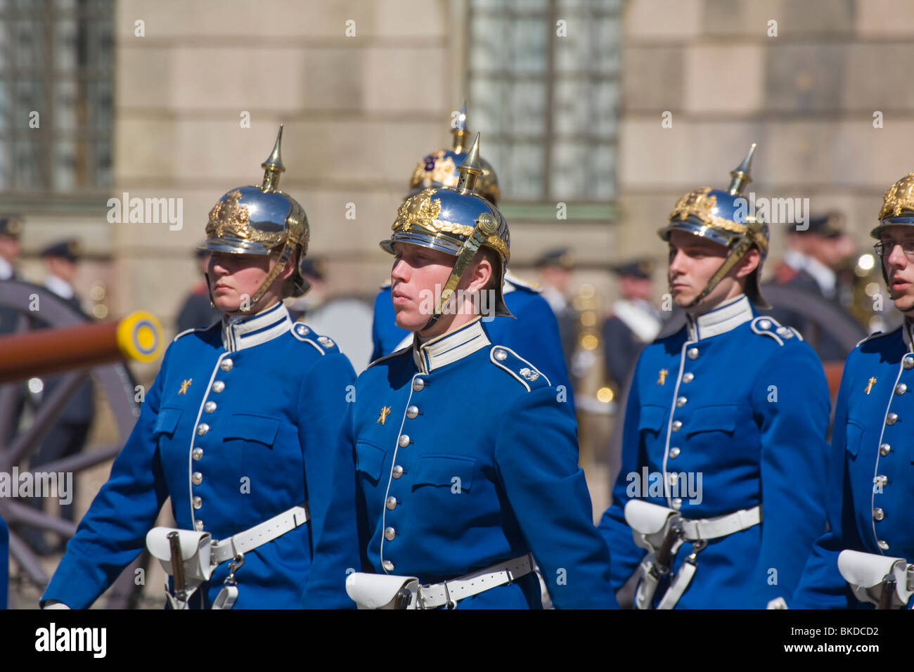 Änderung der königlichen Garde an der königlichen Burg Stadt Stockholm Schweden Stockfoto
