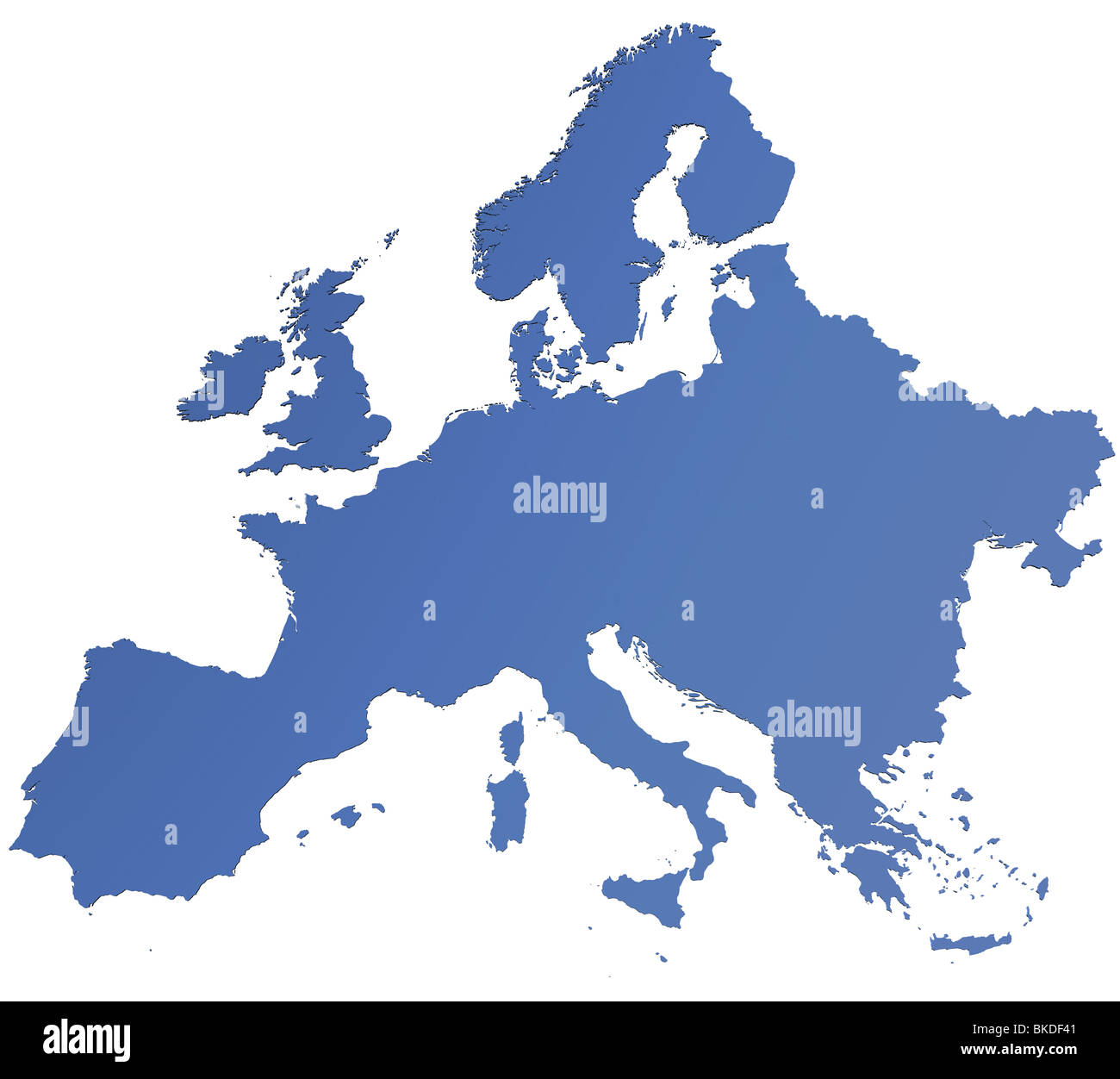 Ausschnitt einer leeren Karte von Europa in 3d gerendert Stockfoto