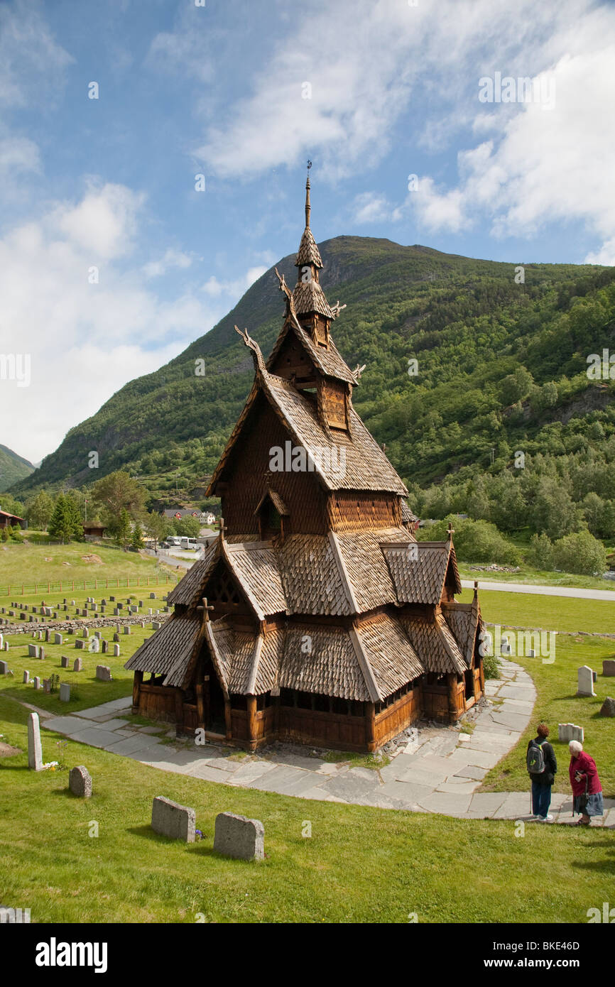 Borgund Stabkirche Kirche Flåm-Norwegen Stockfoto