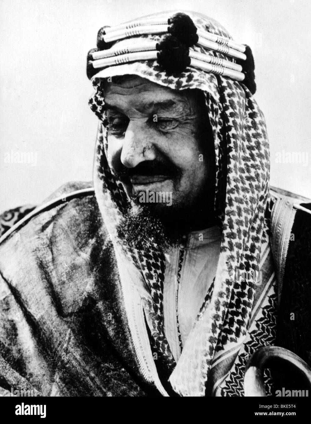 Ibn Saud, Abdul Aziz, 24.11.1880 - 9.11.1953, Monarch von Saudi-Arabien seit 1932, Porträt, 1950er Jahre, Stockfoto