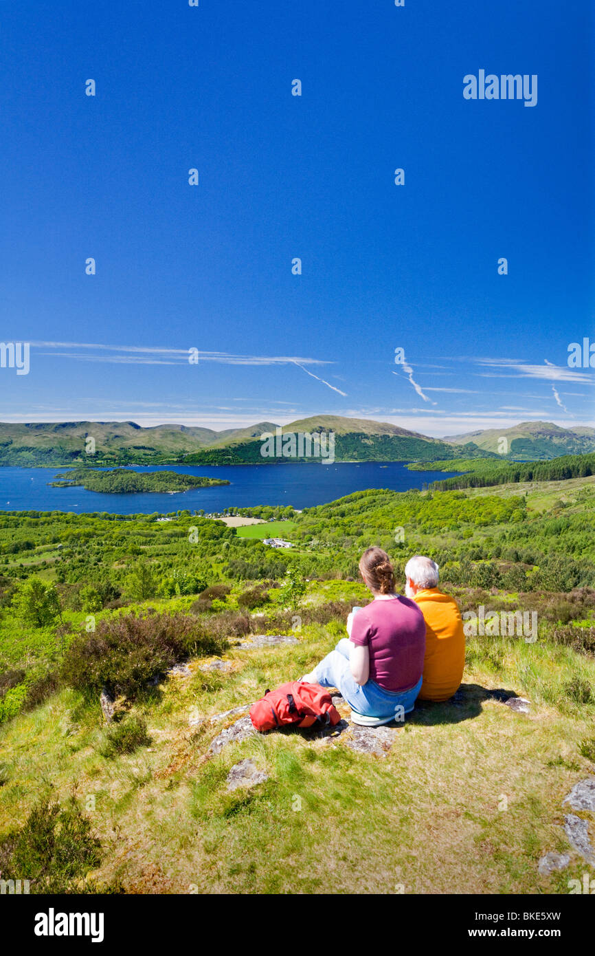 Blick vom Wald seit tausend Jahren bei Cashel, Loch Lomond Stockfoto