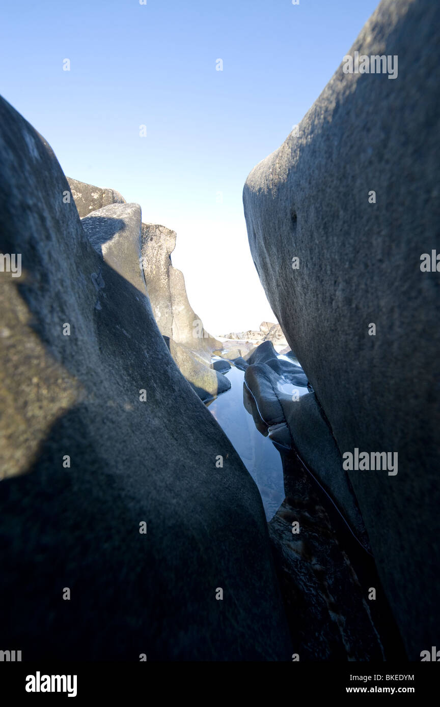 Felsen am Strand Detail, Lofoten, Norwegen Stockfoto