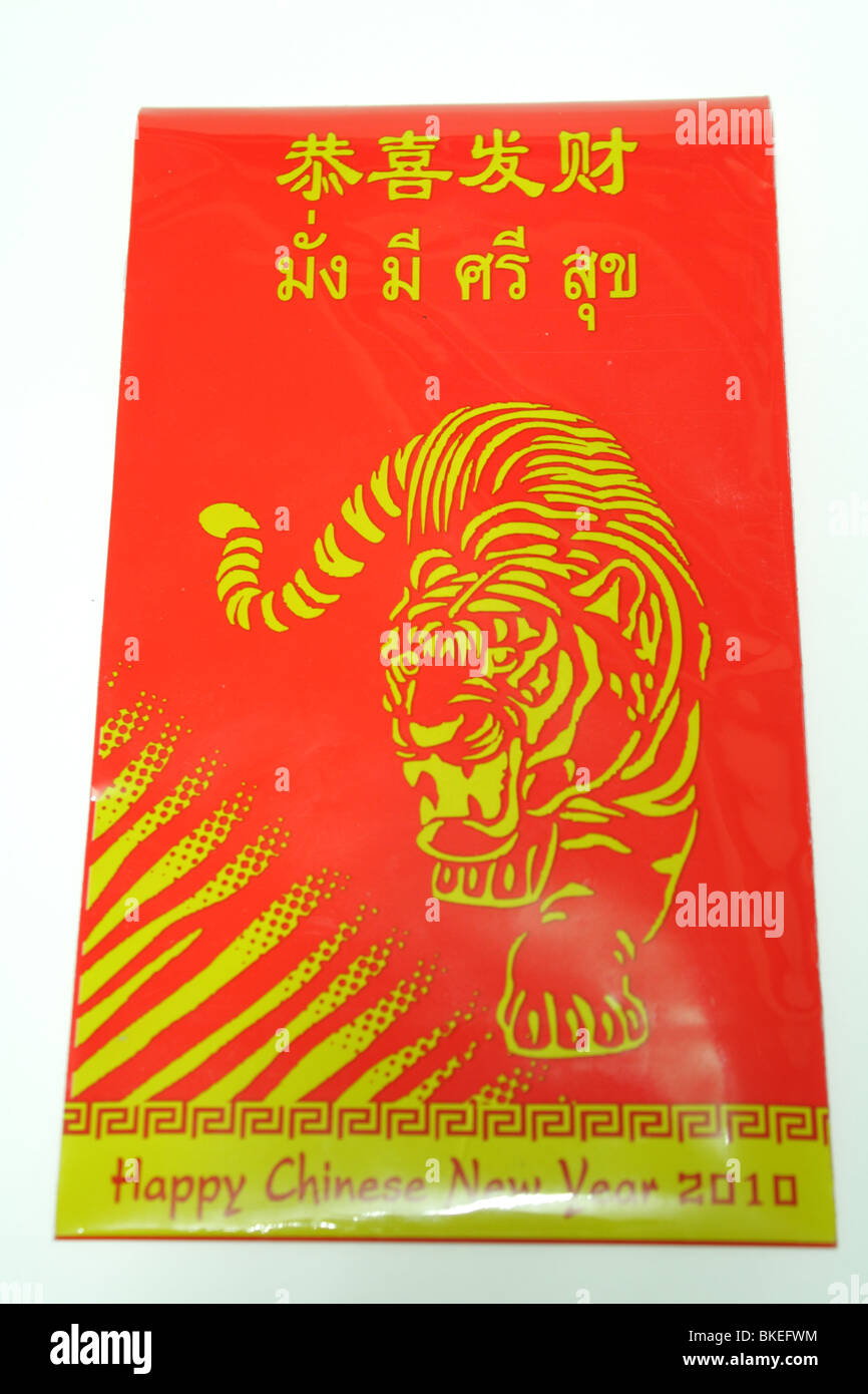Chinesisches Neujahr, Ang Pao, das Jahr des Tigers 2010 Stockfoto
